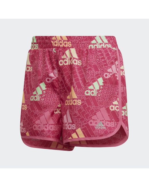 Adidas Red 3-Stripes Sport Brand Love Shorts