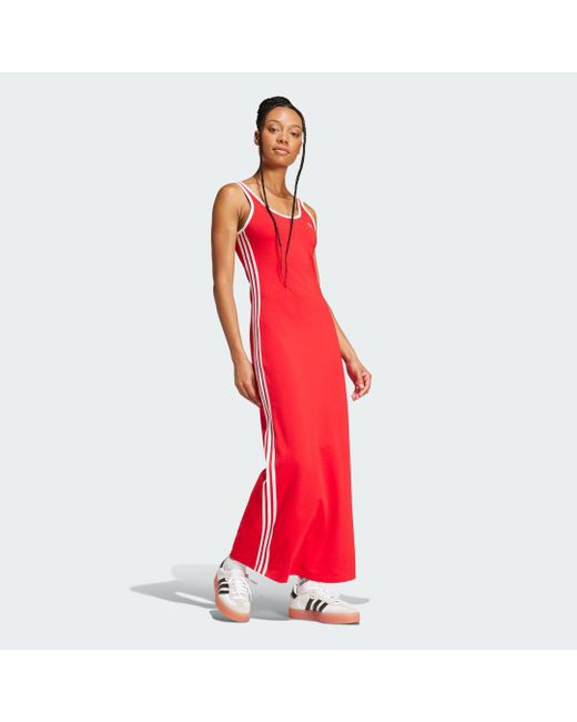 Vestido De Tirantes Maxi Adicolor 3 Bandas Adidas Originals de color Red