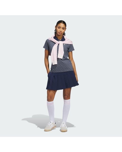 Adidas Blue Originals All Over Trefoil Polo Shirt