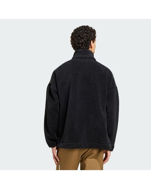 Adidas Black Terrex Xploric Climawarm High Pile Snap Sweatshirt for men