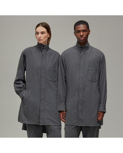 Adidas Gray Y-3 Wool Flannel Overshirt