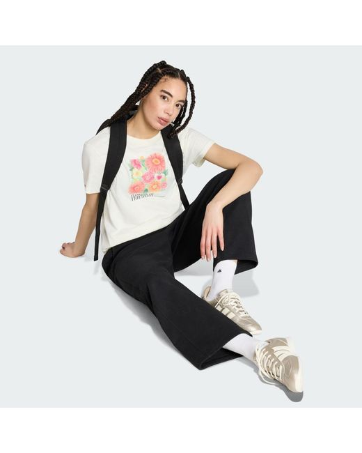 Adidas White Floral Loose Graphic T-Shirt 2