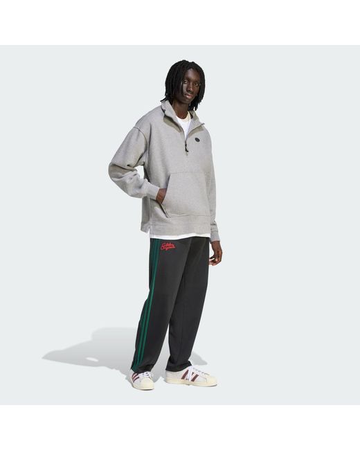 Adidas Gray 90S Alternative Sport Half Zip Graphic Fleece Sweatshirt for men