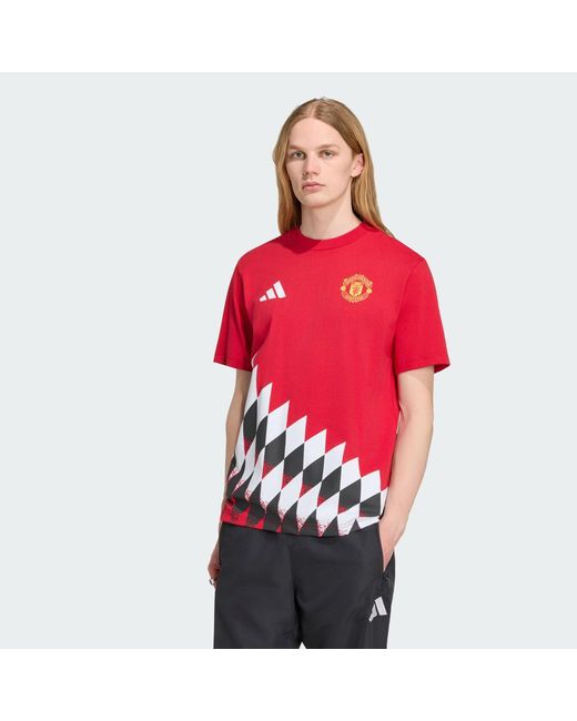 Adidas Red Manchester United Stadium Graphic T-Shirt for men