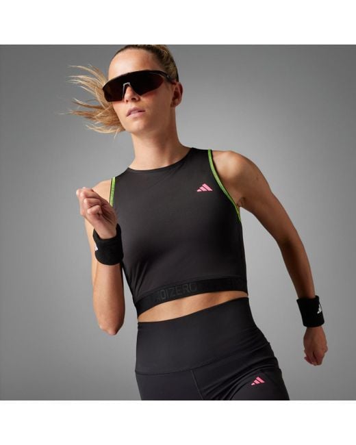 Adidas Black Adizero Running Crop Tank Top