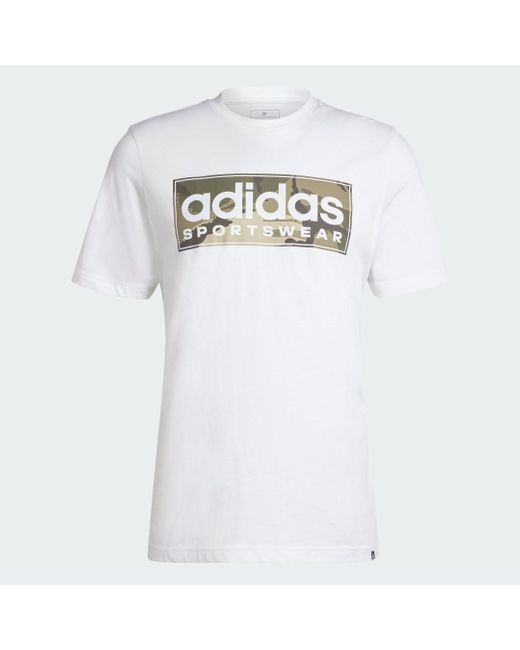 Adidas White Camo Linear Graphic T-shirt for men