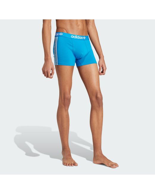 Comfort Flex Cotton 3-Stripes Trunk Underwear di Adidas in Blue da Uomo