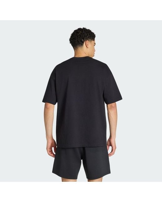 Adidas Black Trefoil Essentials Spacer Loose T-Shirt for men