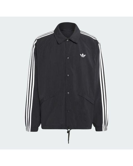 Adidas Black 3-Stripes Coach Jacket for men
