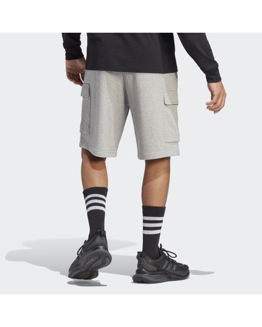 Adidas Black Essentials French Terry Cargo Shorts for men