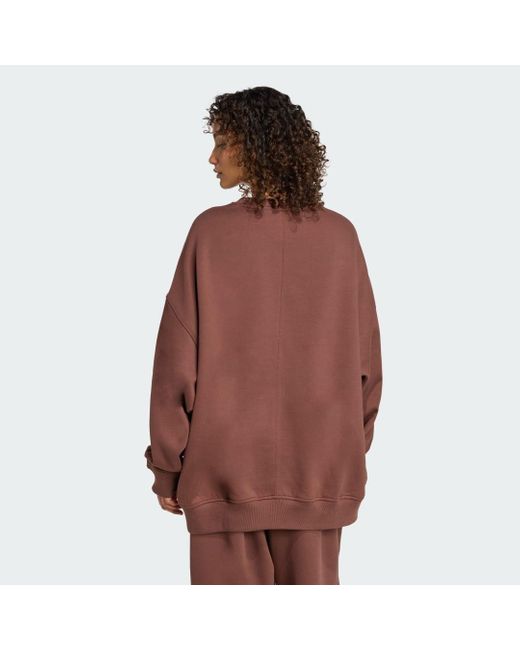 Felpa Essentials Linear Oversized Crew di Adidas in Brown