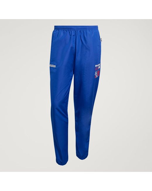Adidas Blue Graphic Woven Track Pants for men