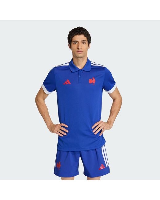 Adidas Blue France Rugby Home Supporters Replica Polo for men