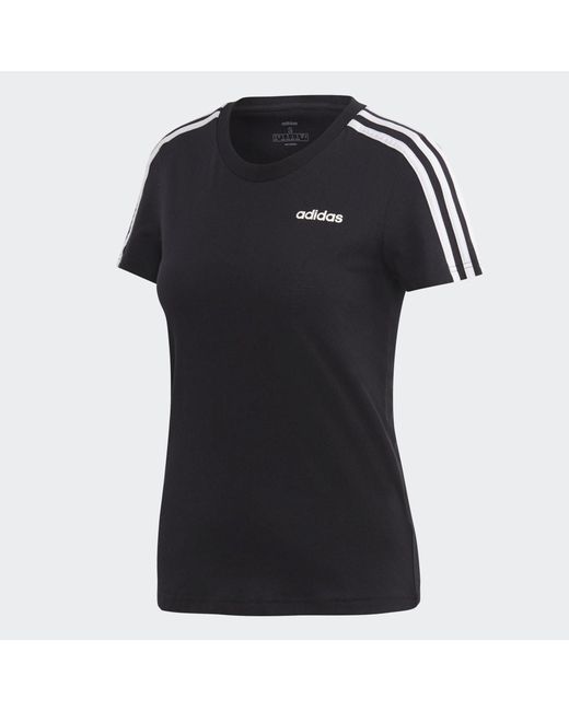Adidas Black Essentials 3-Stripes Tee