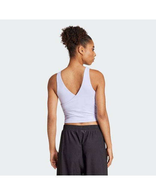 Adidas Blue Yoga Crop Tank With Inner Shelf Bra