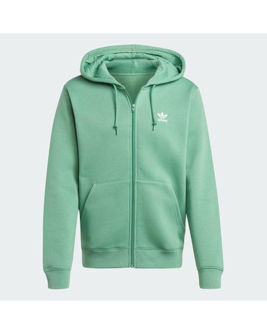 Hoodie Trefoil Essentials Full-Zip di Adidas in Green da Uomo