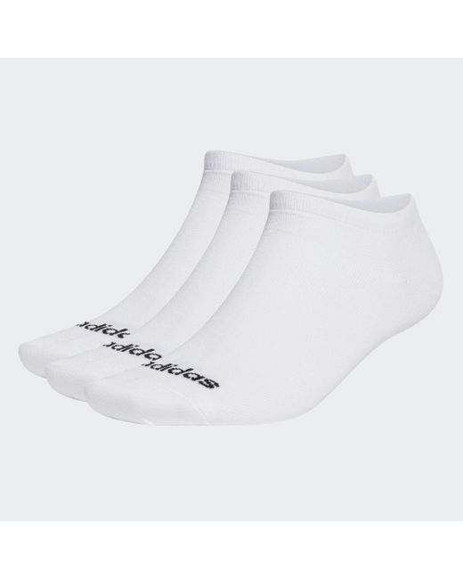 Adidas White Thin Linear Low-cut Socks 3 Pairs