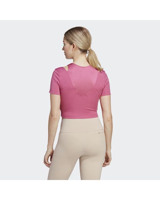 Adidas Pink Hiit Aeroready Crop Training T-shirt