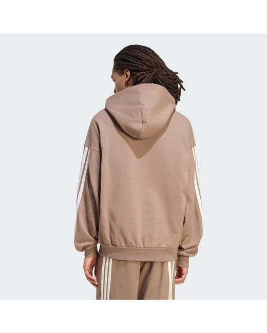 Adidas Brown Kit 3-Stripes Hoodie for men