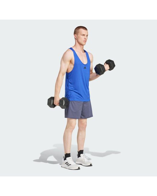 Adidas Blue Workout Stringer Tank Top for men