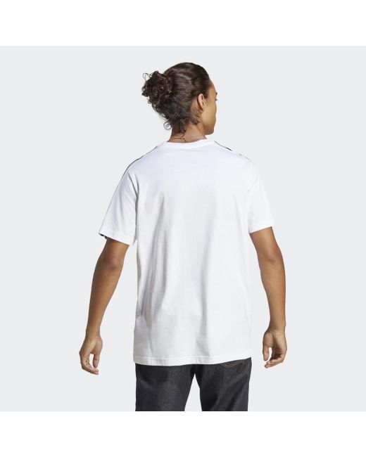 Adidas White Essentials Single Jersey 3-Stripes T-Shirt for men
