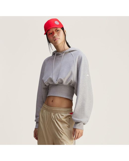 Adidas Gray By Stella Mccartney Cropped Hoodie