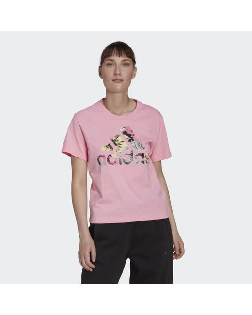 Adidas Pink Allover Print Regular Tee