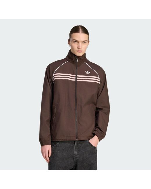 Adidas Originals Brown Sweatshirt Adidas Chest Stripes Track Top for men