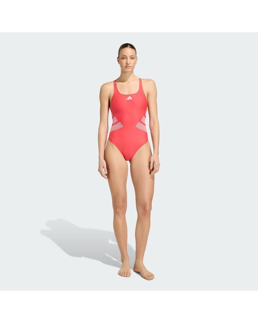 Adidas Red Logo C-Back Swimsuit