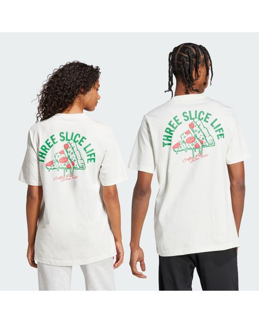 Adidas White Lounge Pizza Graphic Tee for men