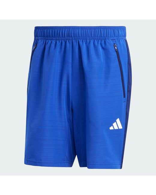 Adidas Blue Train Essentials Woven Mélange Shorts for men
