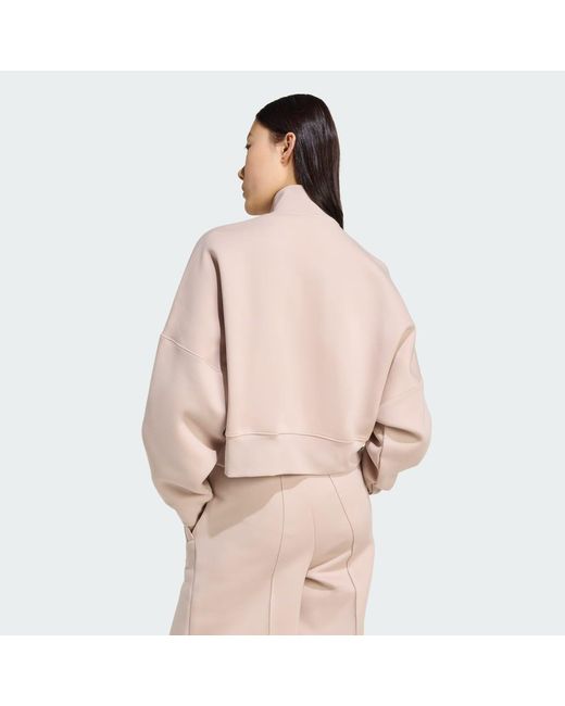 Adidas Pink Off Placed 3-Stripes Zip Up