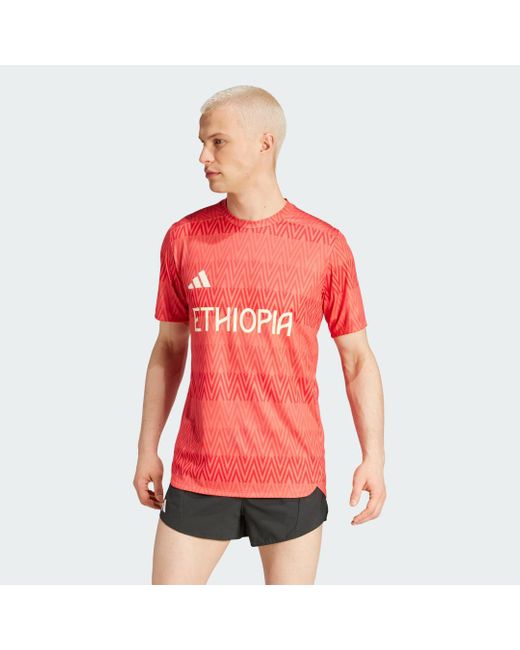 T-Shirt Da Allenamento Team Ethiopia Heat.Rdy di Adidas in Red da Uomo