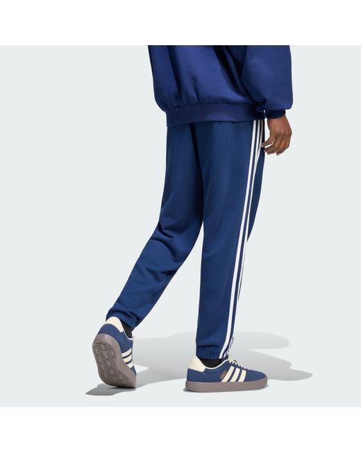 Adidas Blue Essentials 3-Stripes French Terry Tapered Cuffed Joggers for men
