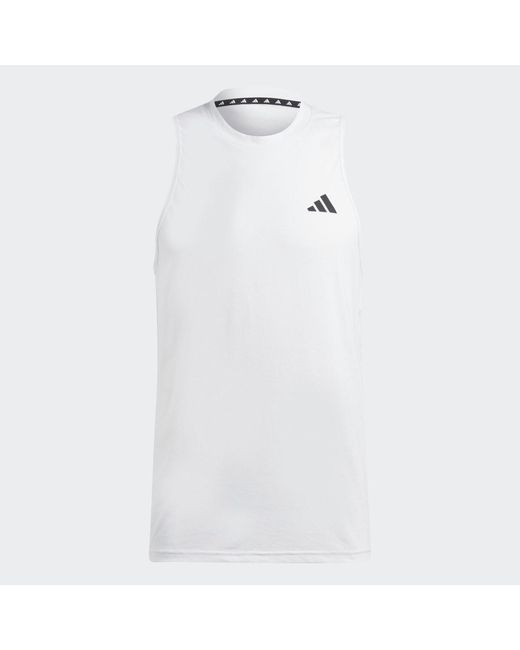 Adidas White Train Essentials Feelready Training Sleeveless Tee for men