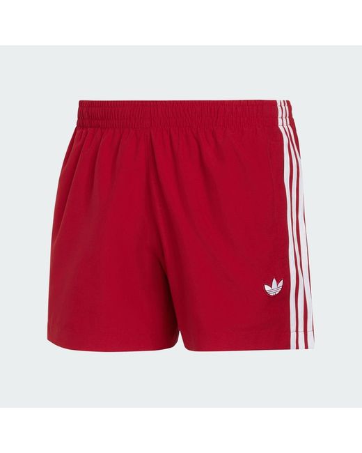 Adidas Red 3 Stripes Swimshorts for men