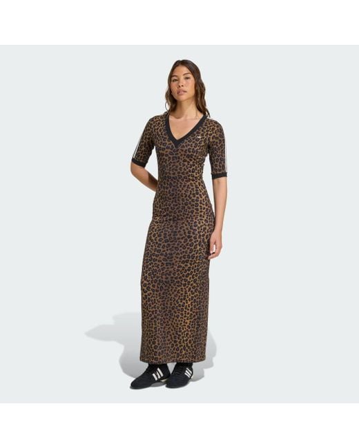 Adidas Brown Leopard V-Neck Maxi Dress