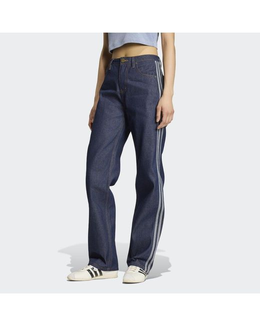 Adidas Blue Firebird Mid Rise Straight Denim Pant