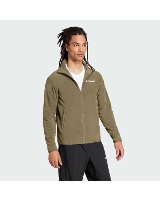 Adidas Green Multi Essentials Full-Zip Fleece Jacket for men