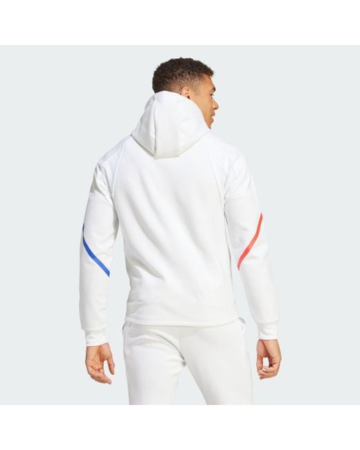 Felpa con cappuccio Designed for Gameday Full-Zip Olympique Lyonnais di Adidas in White da Uomo