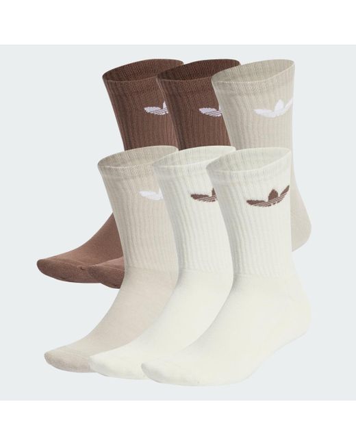Adidas Brown Trefoil Cushion Crew Socks 6 Pairs