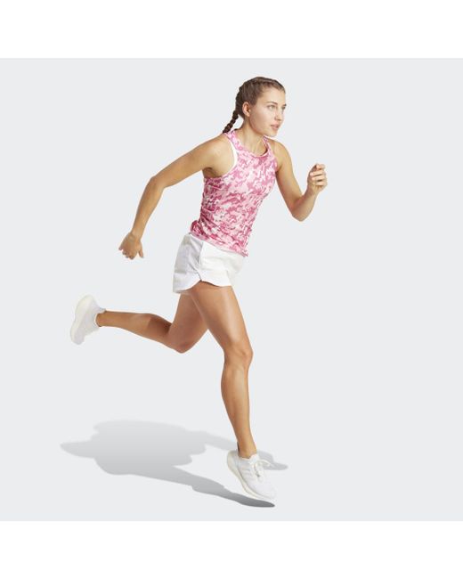 Adidas Pink Own The Run Camo Running Tank Top