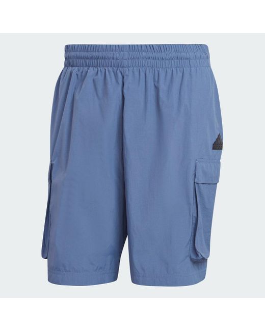 Adidas Blue City Escape Cargo Shorts for men