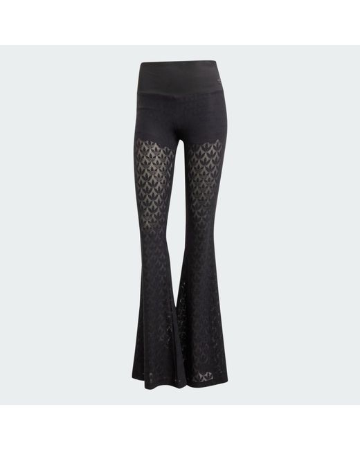 Adidas Black Fashion Monogram Lace Flared Trousers