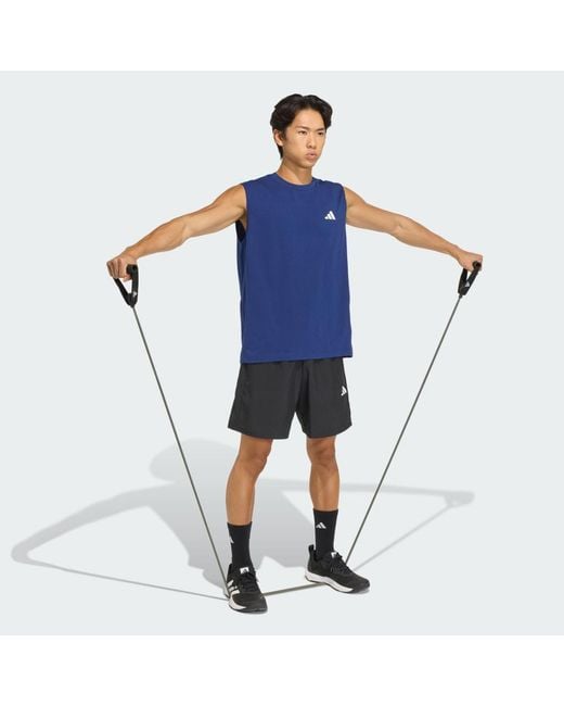 Adidas Blue Workout Essentials Feelready Sleeveless T-Shirt for men