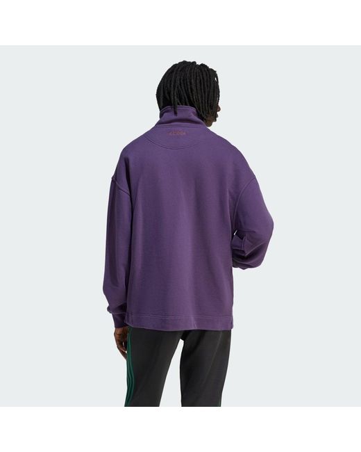 Adidas Purple 90S Alternative Sport Half Zip Graphic Fleece Sweat for men