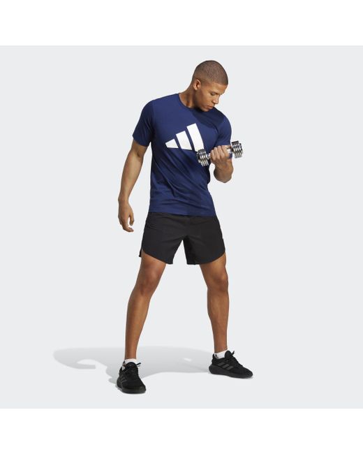 Adidas Blue Train Essentials Feelready Logo Training T-shirt for men