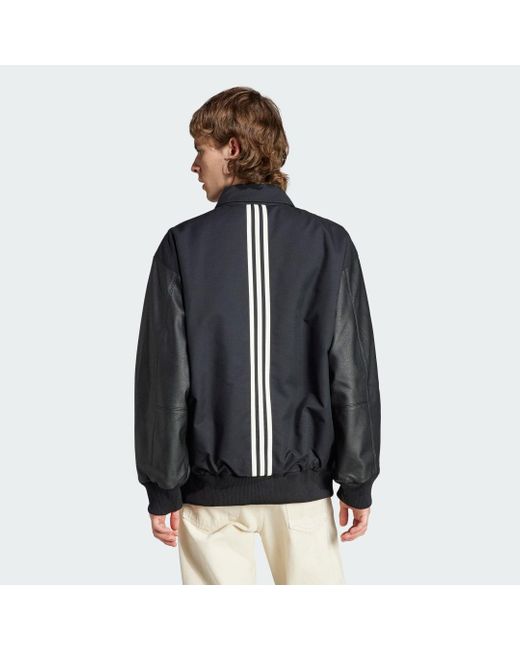 Adidas black leather jacket on sale