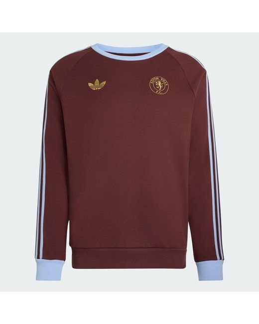 Adidas Red Aston Villa Fc Originals Crew Neck Sweatshirt for men