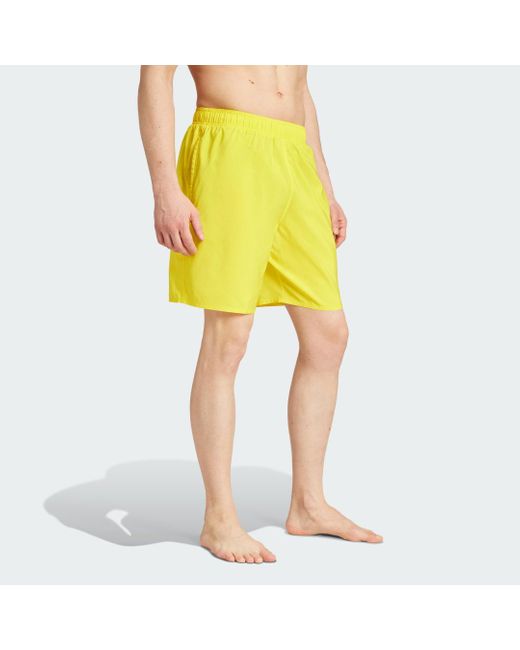 Adidas Yellow Solid Clx Classic-Length Swim Shorts for men